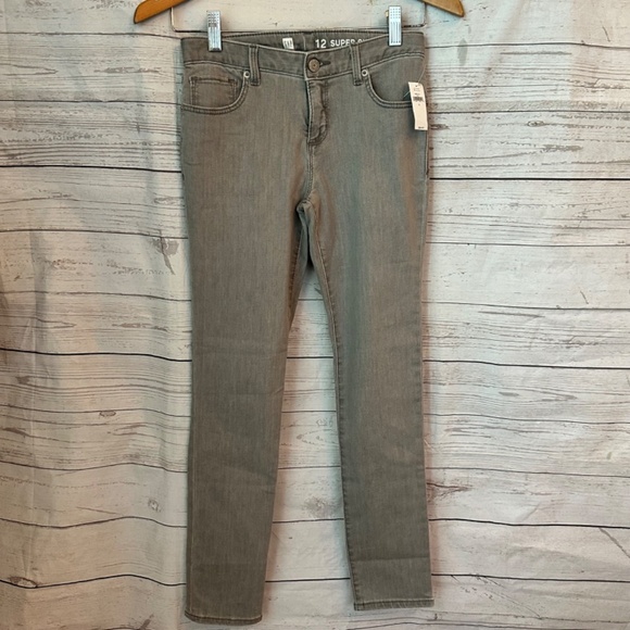 NWT Gap Kids Girl Super Skinny Jeans Stretch Grey Denim Adjustable Sz 12 Reg - Picture 3 of 15